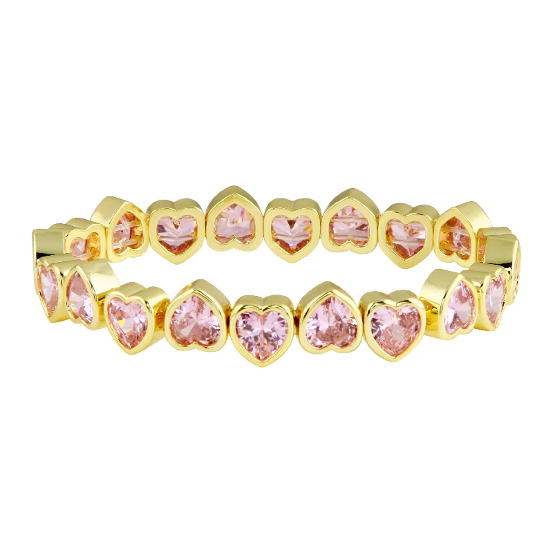 Affordable Glamour – Must-Have Jewelry At Special Rates Pink Stretchy Bezel Heart Bracelet