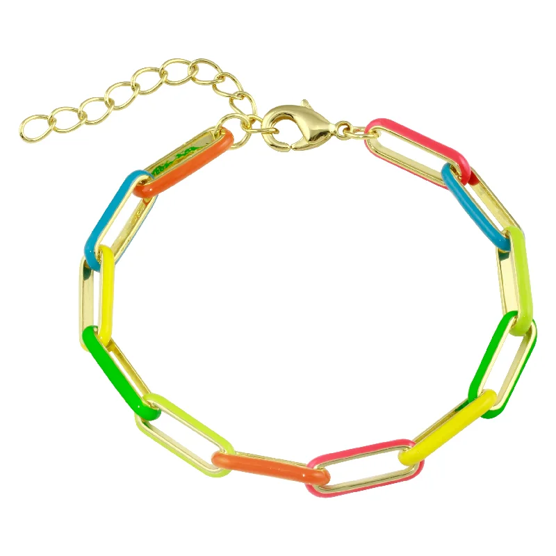 Exclusive Jewelry Discounts – Shop Now For Savings Rainbow Enamel Paperclip Bracelet