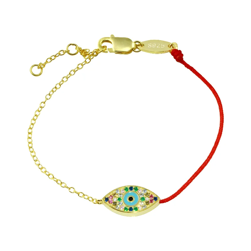 High-End Sparkle, Low-End Prices – Shop Now Rainbow Evil Eye Red String Bracelet