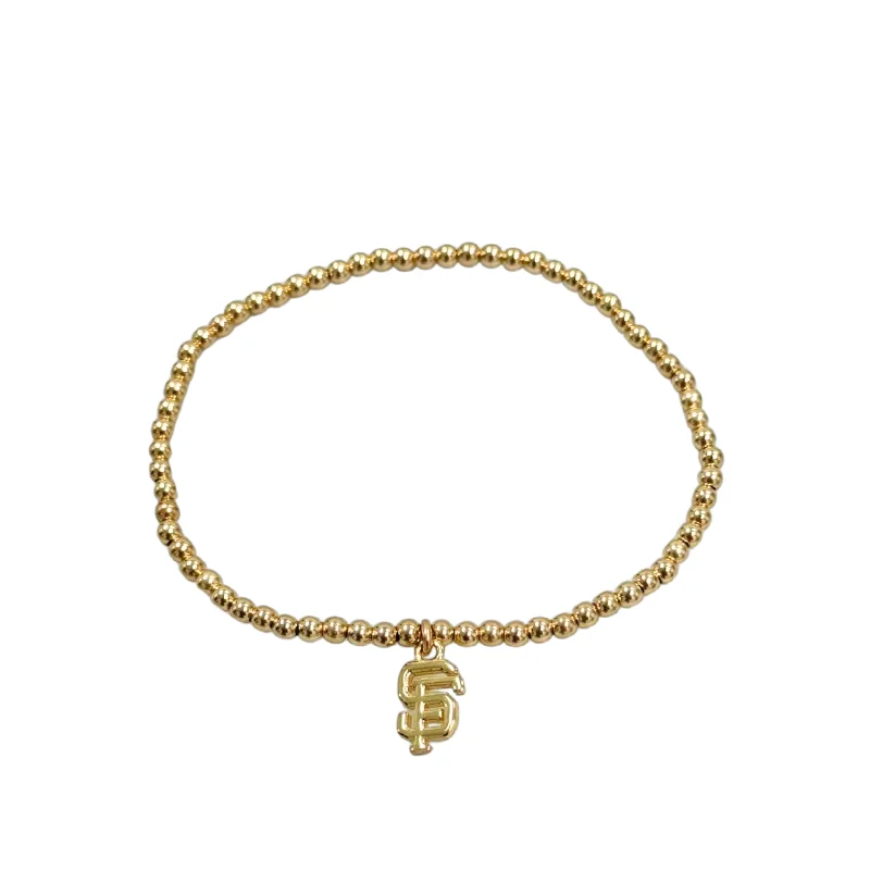 Your Perfect Accessory Now At The Best Price "SF" Charm Gold Filled Ball Bead Bracelet