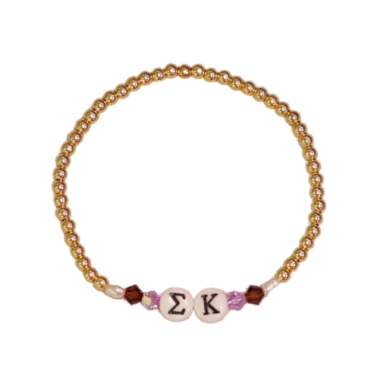 Eco-Friendly Sustainable Jewelry For Conscious Buyers bara Boheme | "SIGMA KAPPA" Sorority Greek Letter Ball Beaded Bracelet