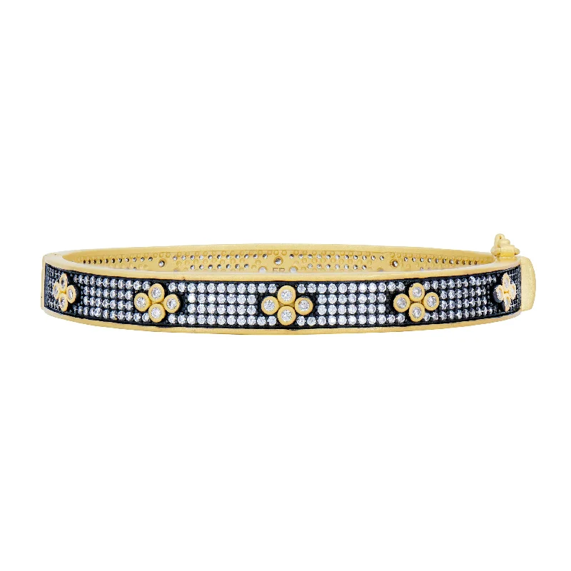 Sparkle For Less – Shop Jewelry Deals Now Signature Brooklyn in Bloom Clover Hinge Pavé Bangle