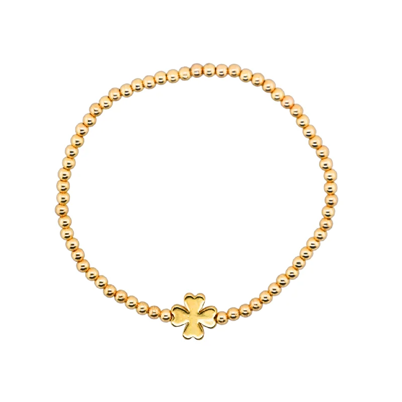 Shop High-Quality Jewelry At Jaw-Dropping Discounts "SOLID CLOVER" Gold Plated Charm with 14K Gold Filled beads Bracelet