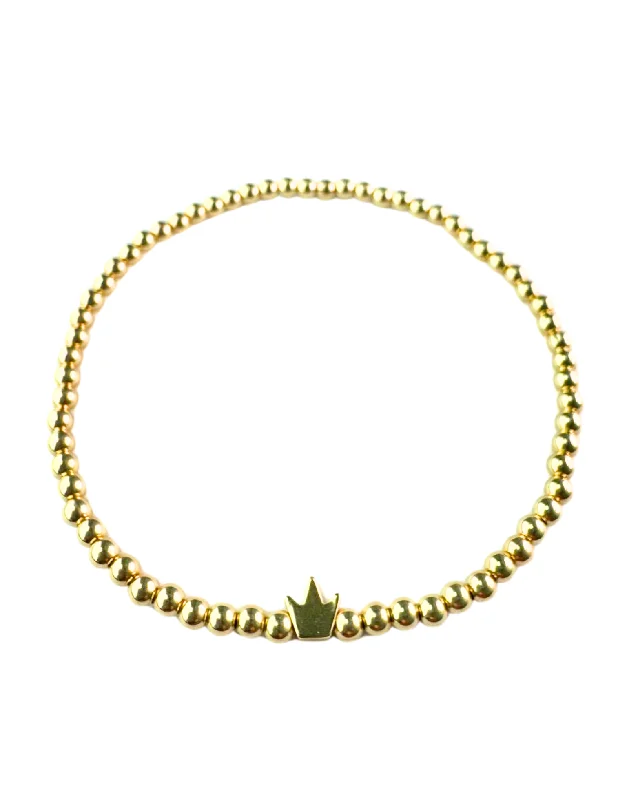 Bold And Beautiful Jewelry Now At Irresistible Prices "SOLID CROWN" Charm Gold Filled Ball Beaded Bracelet