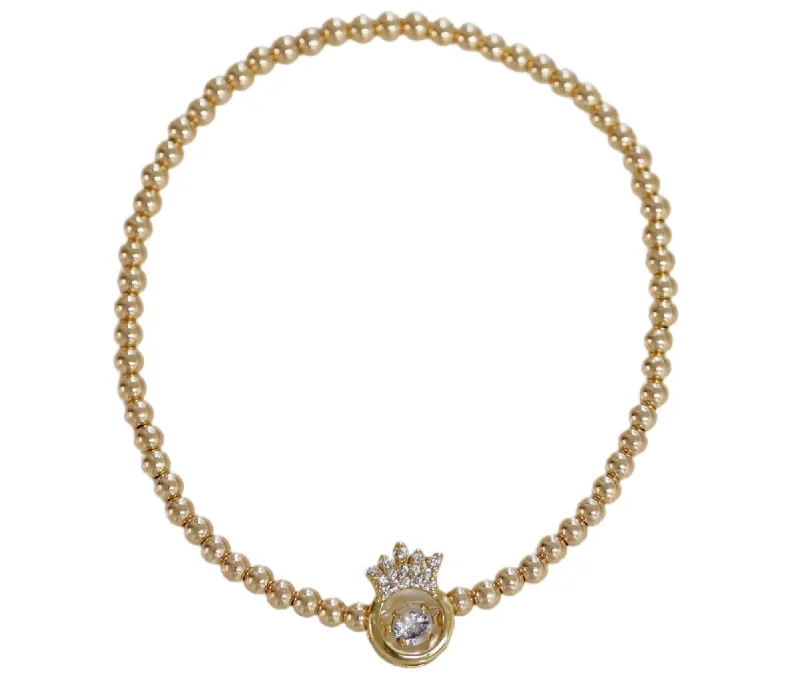 Shop Jewelry That Shines Without The High Price "Solitaire Crown" CZ Gold Filled Ball Beaded Bracelet