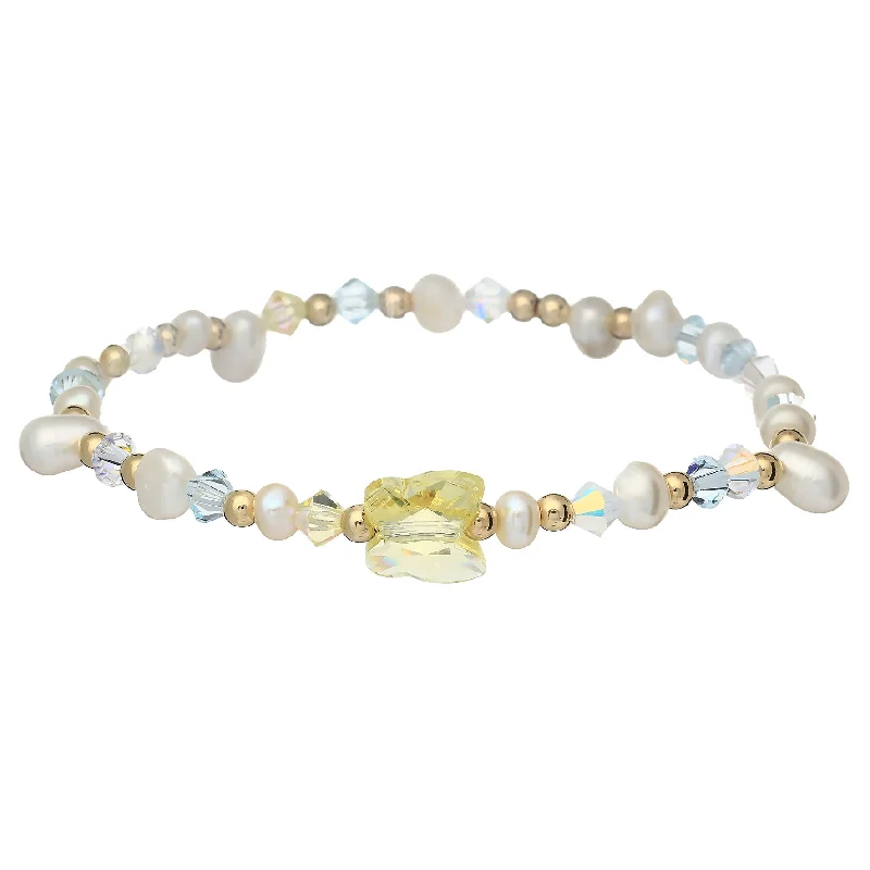 Everyday Jewelry Essentials Now On Sale "SPARKLE B" Pearls and Crystals Bracelet