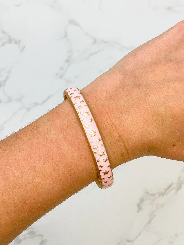 Exclusive Jewelry Offers – Shine For Less Star Enamel Cuff Bracelet - Pink