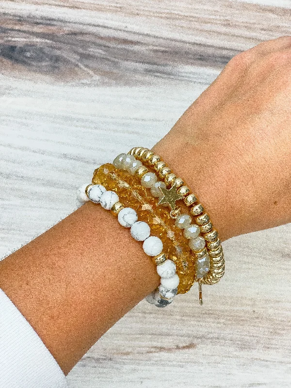 Trending Jewelry Now Available At Exclusive Prices Star Multi Beaded Bracelet Stack - Marble