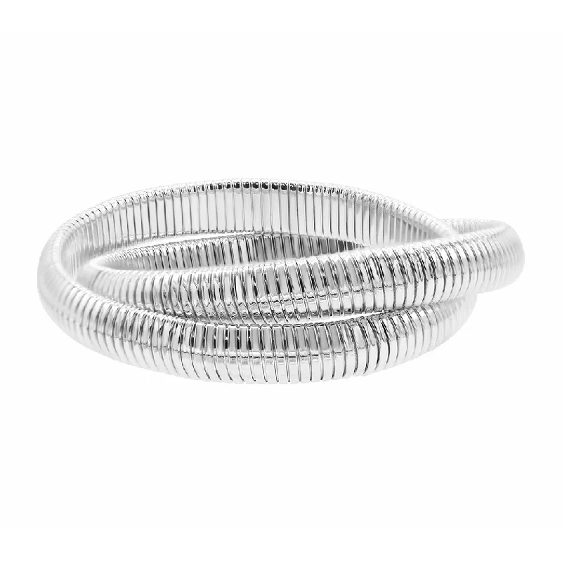 Jewelry Clearance – Final Chance To Save Big Sterling Silver Plated 2-Layer Omega Chain Bracelet