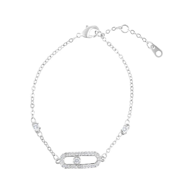 Unmissable Jewelry Clearance – Final Reductions Sterling Silver Plated Adjustable CZ Dancing Stone  Bracelet