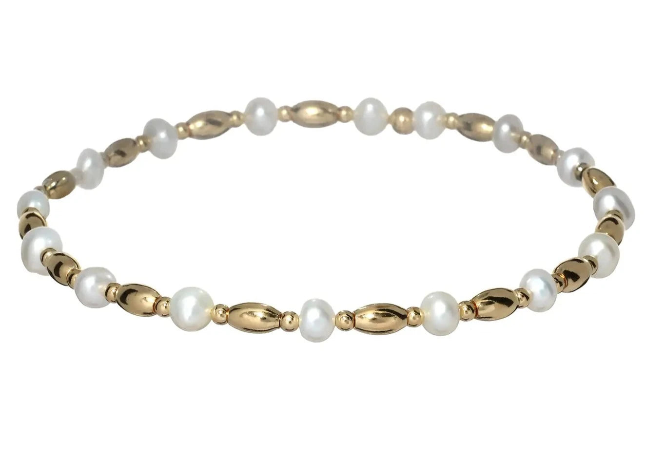 Seasonal Jewelry Sale – Upgrade Your Style Today "TERRI" 14k gold-filled oval & pearl beaded bracelet