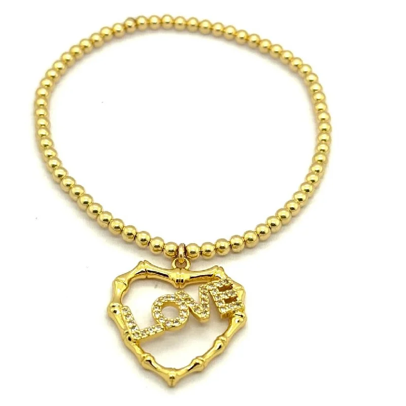 Shop Dazzling Jewelry At The Best Prices "THE LOVE" CZ CharmGold Filled Ball Bead Bracelet