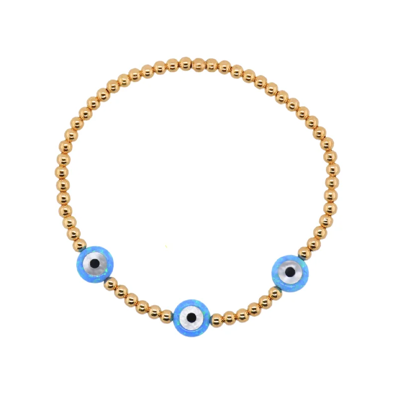 Jewelry Deals That Outshine The Rest "TRIPLE EVIL EYE" Medium Opal Charm Bracelet