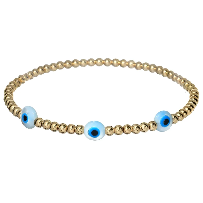 Upgrade Your Jewelry Collection For Less "TRIPLE EVIL EYE" Small Opal Charm Bracelet