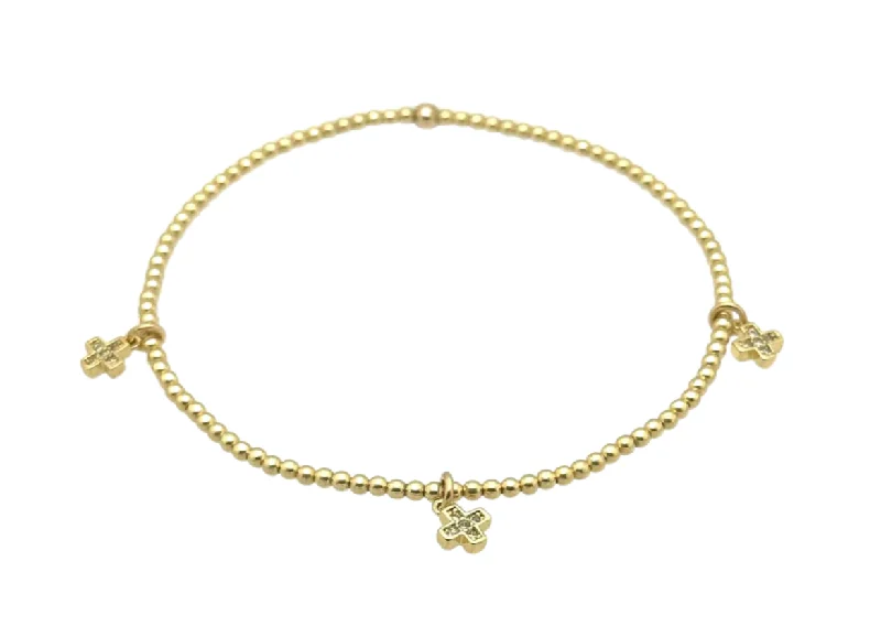 Jewelry Sale – Exclusive Styles At Lower Prices "TRIPLE HANNAH" Cross Gold Filled and CZ Charm ball beaded Bracelet