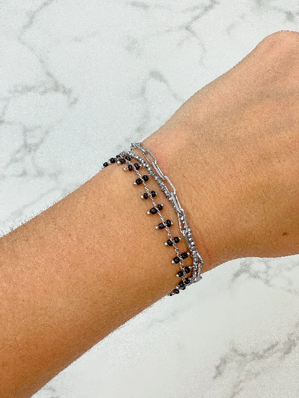 Limited-Time Offer On Premium Jewelry Collections Triple Strand Link Magnetic Bracelet - Silver