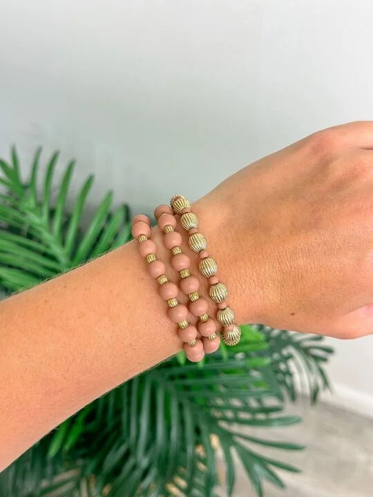 Seasonal Jewelry Clearance – Best Styles At The Lowest Prices Wood Stack Stretch Bracelet Set - Blush