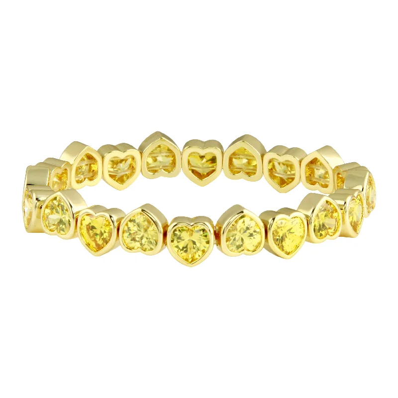 Trendy And Classic Jewelry Now At Reduced Prices Yellow Stretchy Bezel Heart Bracelet