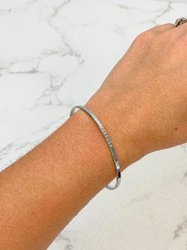 Flash Sale On Stunning Jewelry – Don't Miss Out 'You Are Enough' Silver Sentiment Bracelet - White