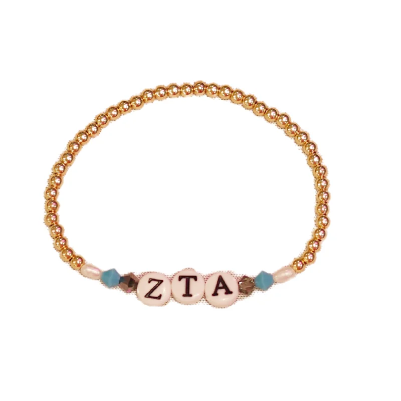 Adjustable Charm Bracelets For A Perfect Fit bara Boheme | "ZETA TAU ALPHA" Sorority Greek Letter Ball Beaded Bracelet