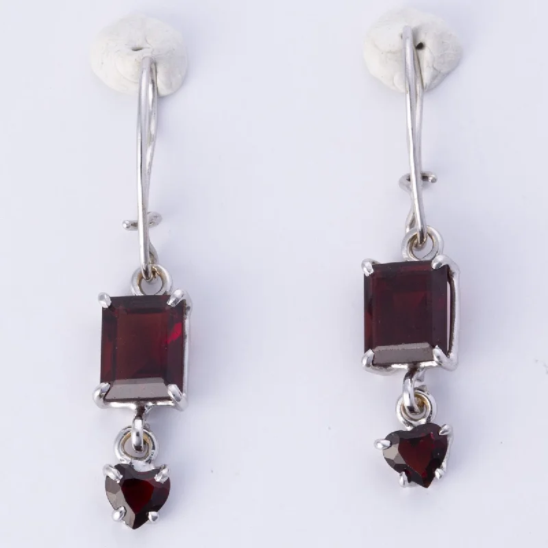 Jewelry Sale – Exclusive Styles At Lower Prices 10k White Gold Rectangular/Heart Garnet Earrings | 6.00ctw