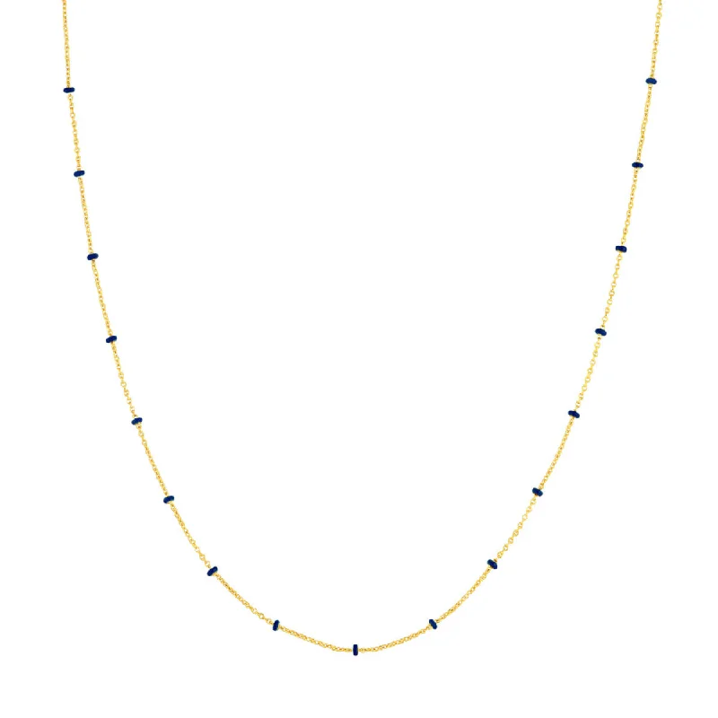 Special Sale On Handcrafted Jewelry – Shop Today 14k Gold Chain with Blue Enamel Stations