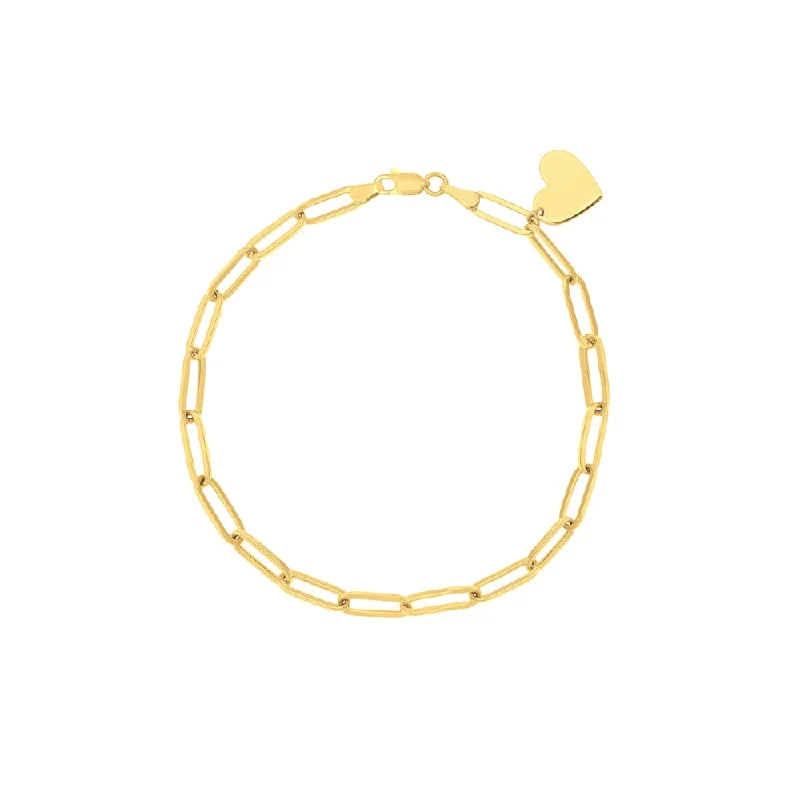 Limited-Stock Jewelry Clearance – Grab Your Favorites Now 14k Gold Paperclip Bracelet with Heart Dangle