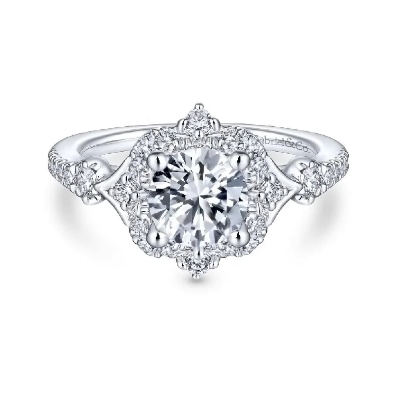 Limited-Time Offer On Elegant Jewelry Pieces 14K White Gold Diamond Four Point Diamond Halo Semi Mount Engagement Ring