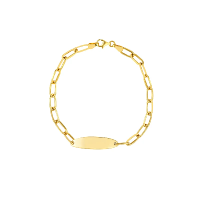 Discounted Jewelry For A Glamorous Look 14k Yellow Gold Oval Link ID Bracelet