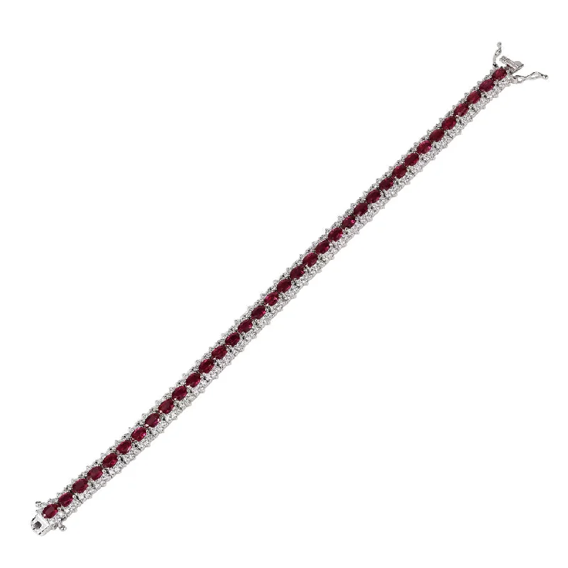 Discover Unique Jewelry With Special Limited-Time Offers 18k White Gold Ruby & Diamond Bracelet