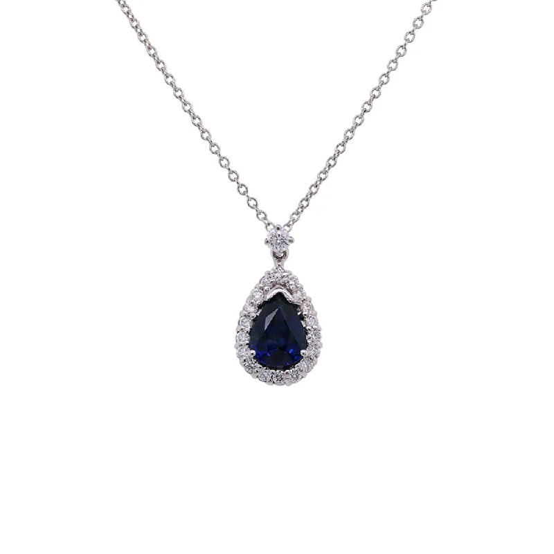 Don't Miss Out On Bestselling Jewelry At Special Prices 18k White Gold Pendant with Pear Shaped Sapphire