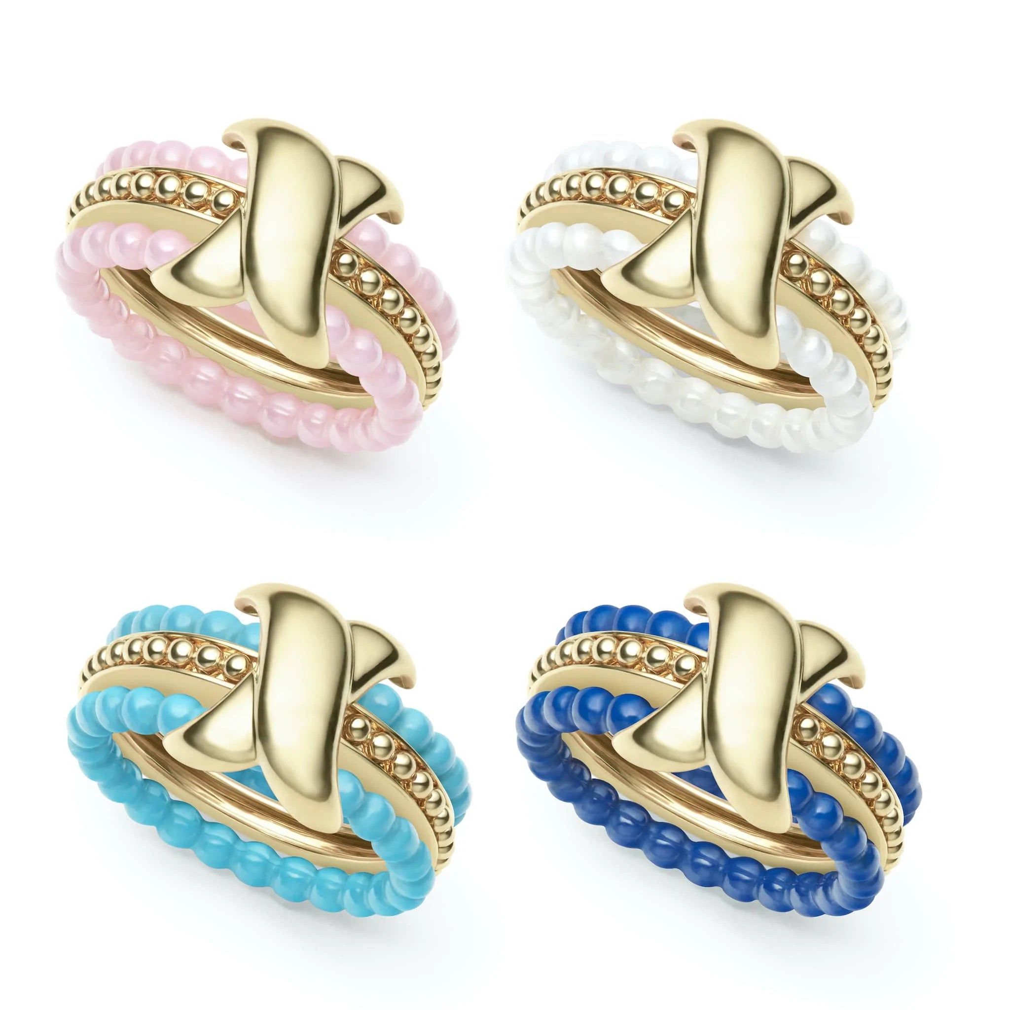 Elegant Jewelry Pieces At Unbelievable Prices 18Y COLOR SWITCH CERAMIC CAVIA R RING W/ MULTI COLOR BANDS 8