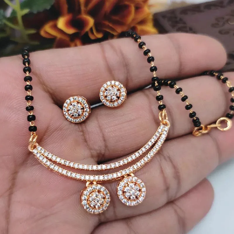 Gorgeous Jewelry, Limited-Time Savings Aamrapali Rose Gold Plated Austrian Stone And Black Beads Mangalsutra