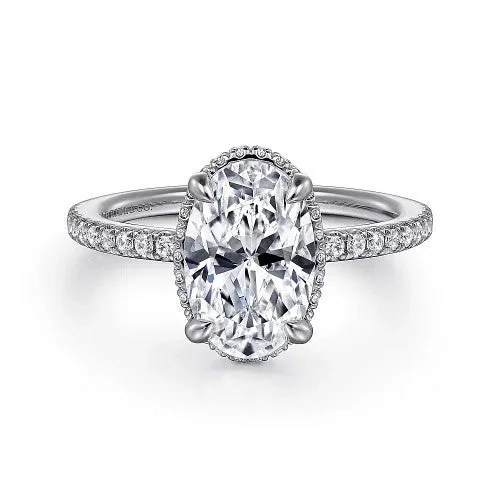 Sparkle In Style With Our Best Jewelry Deals Allesia - 14K White Gold Oval Cut Hidden Halo Diamond Engagement Ring (Setting Only)