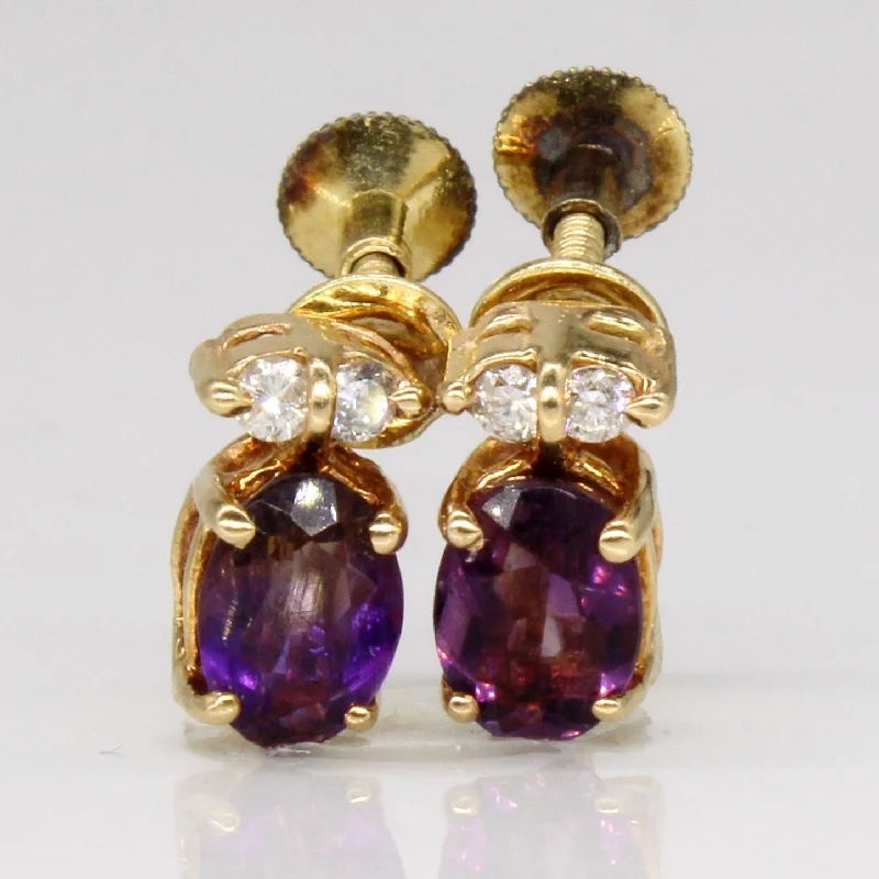 Shop Stylish Jewelry Now And Save Big Amethyst & Diamond Screw On Earrings | 0.80ctw, 0.08ctw |