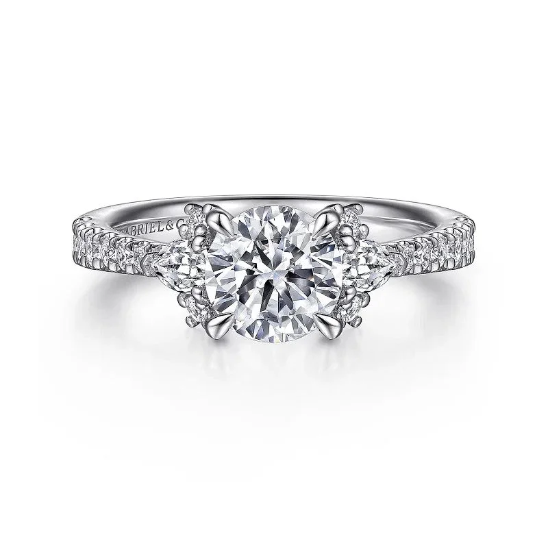 Unmissable Jewelry Sale – Shop Before It's Too Late Ami - 14K White Gold Round Three Stone Diamond Engagement Ring (Setting Only)