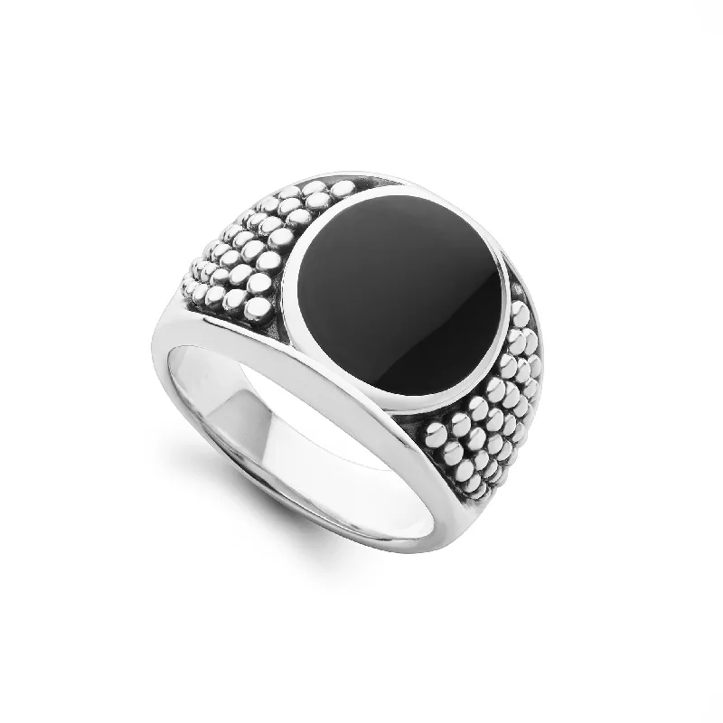 Modern Statement Jewelry For Bold Styling Anthem Black Agate Oval Band Ring