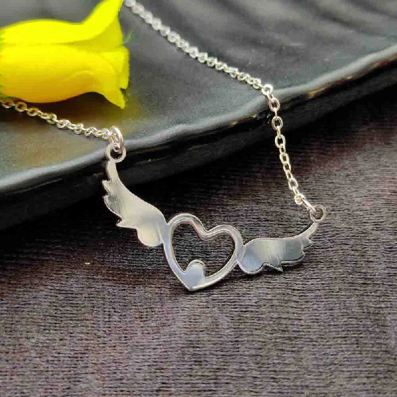 The Perfect Jewelry Piece At The Perfect Price Bhavi jewels Stainless Steel Heart Shape And Angel Wings Chain Pendant