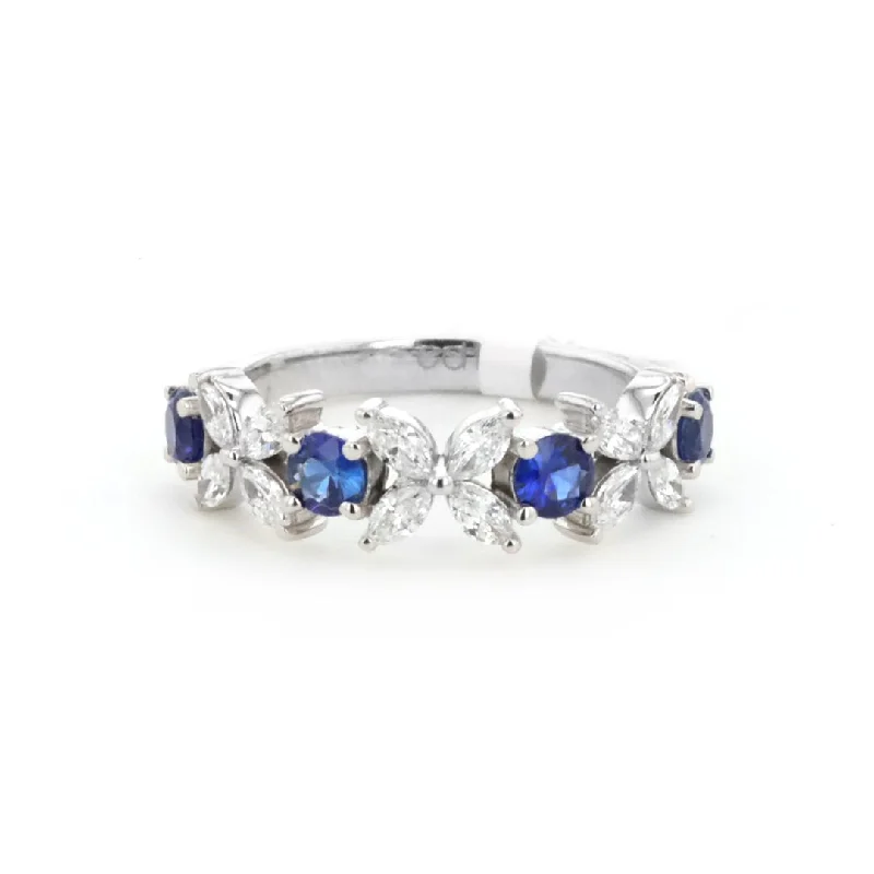 Premium Jewelry Now Available At Special Discounts Blue Sapphire & Diamond Band