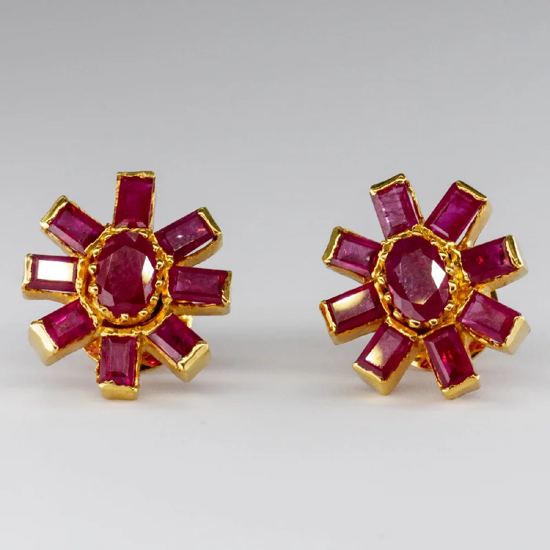 Jewelry Clearance – Final Chance To Save Big 22k Yellow Gold and Ruby Earrings | 6.60 ctw |