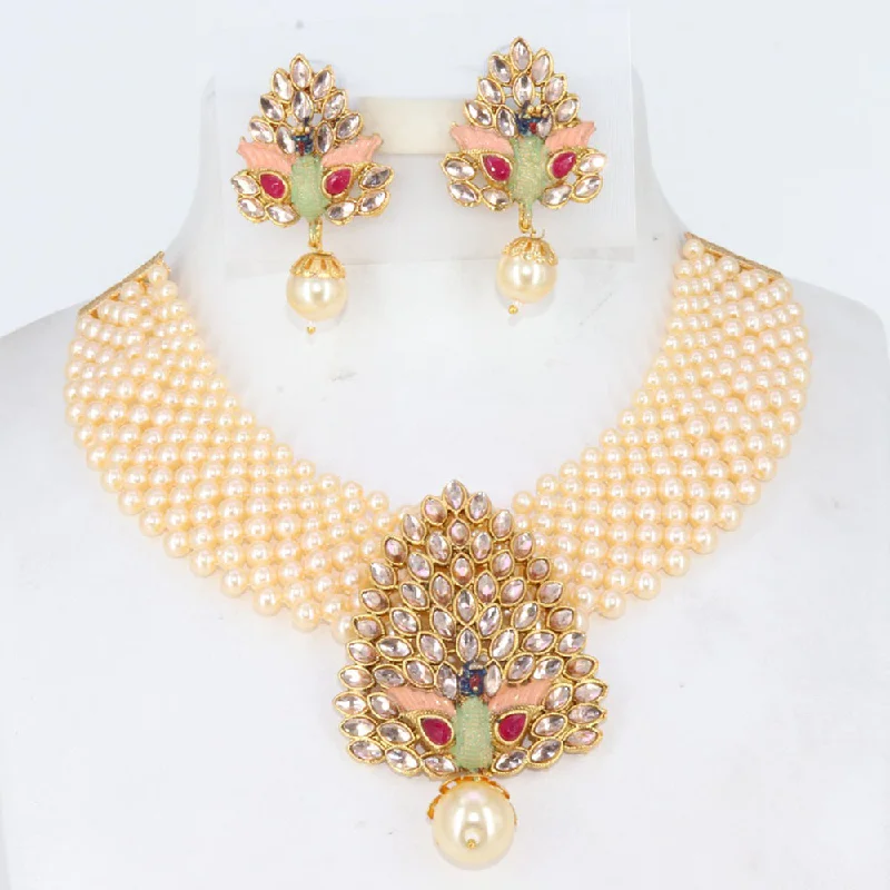 Big Discounts On Elegant Jewelry Collections Corbeda Fashion Gold Plated Crystal And Pearl  Necklace Set