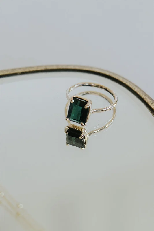 Handmade Pearl Jewelry For Timeless Elegance Dark Green Tourmaline Ring - 14k Yellow Gold