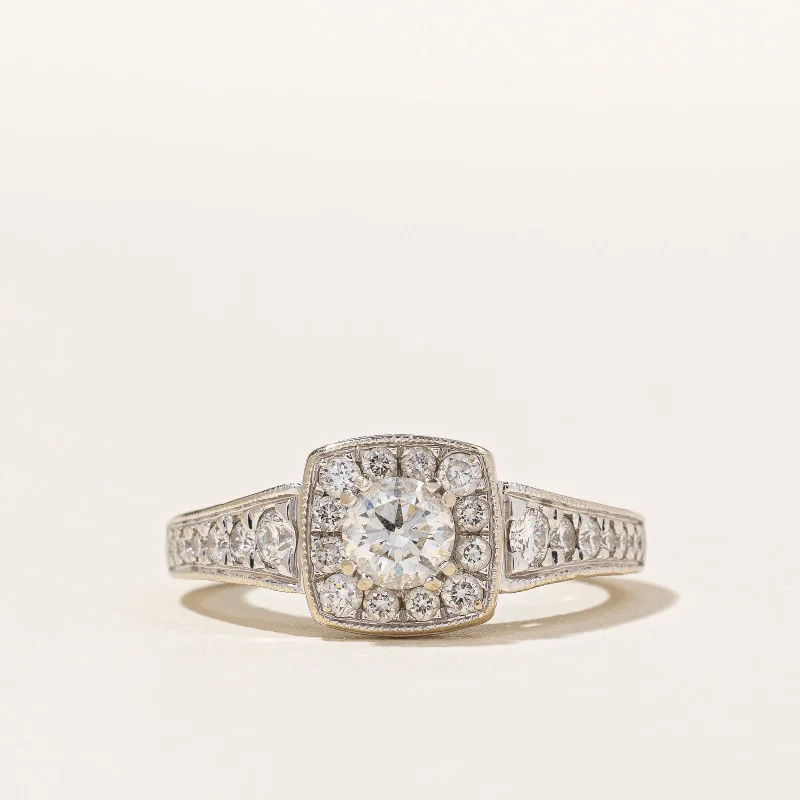 Get The Jewelry You Love At A Price You Love Diamond Halo Engagement Ring | 0.75ctw | SZ 4.75 | Get The Jewelry You Love At A Price You Love Diamond Halo Engagement Ring | 0.75ctw | SZ 4.75 |