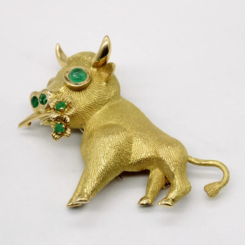 Jewelry Sale Alert – Shop Timeless Elegance Today Emerald Bull Brooch | 0.55ctw |