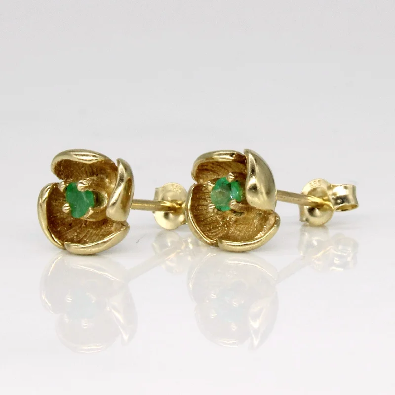Handcrafted Beauty At Affordable Prices Emerald Flower Earrings | 0.03ctw |