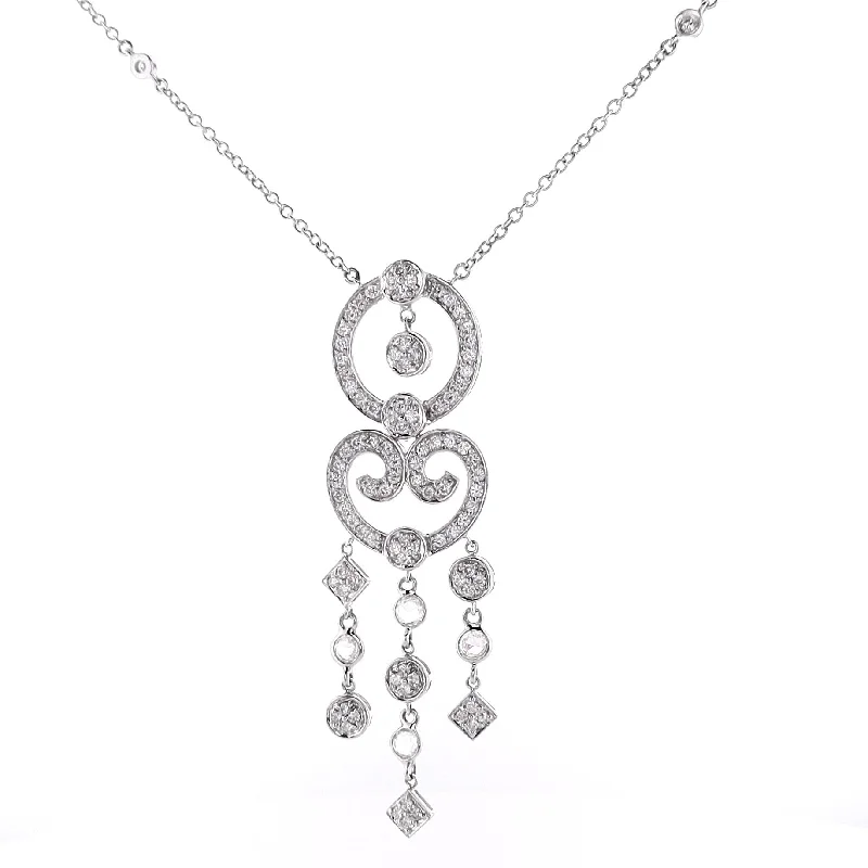 Best Jewelry Deals – Premium Quality At Exclusive Discounts Estate 18 Karat White Gold Chandelier Design Pendant Diamond Necklace