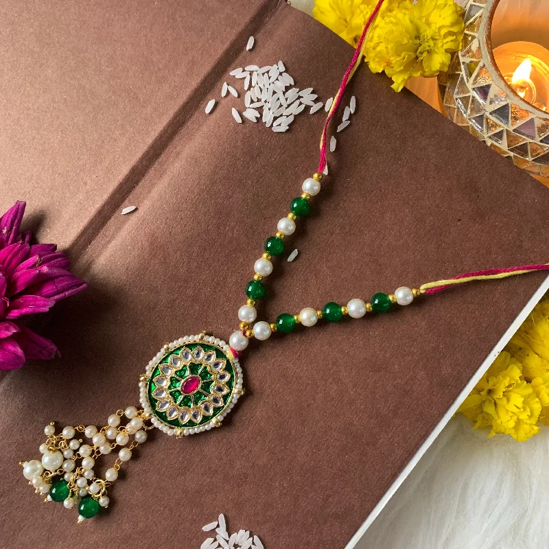 Shop Stylish Jewelry Now And Save Big Etnico I Jewels Rakshabandhan Special Designer Pearl Hanging Lumba Bracelet Rakhi For Bhabhi/Sister (R110G-L)