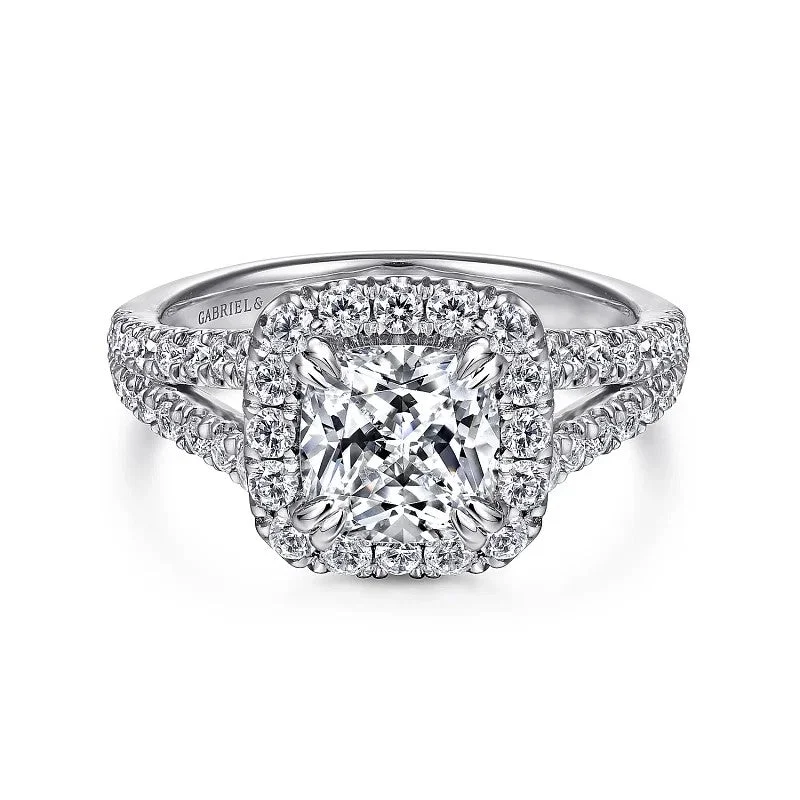 Exclusive Jewelry Markdowns – Limited-Time Offer James - 14K White Gold Cushion Halo Diamond Engagement Ring