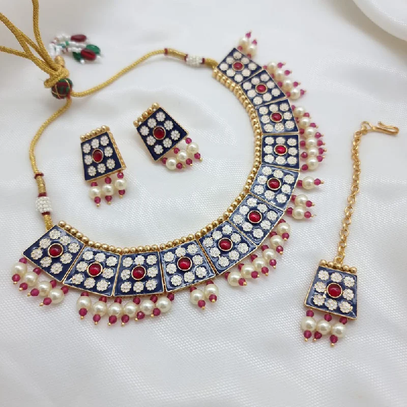 Modern Statement Jewelry For Bold Styling JCM Gold Plated Meenakari Necklace Set