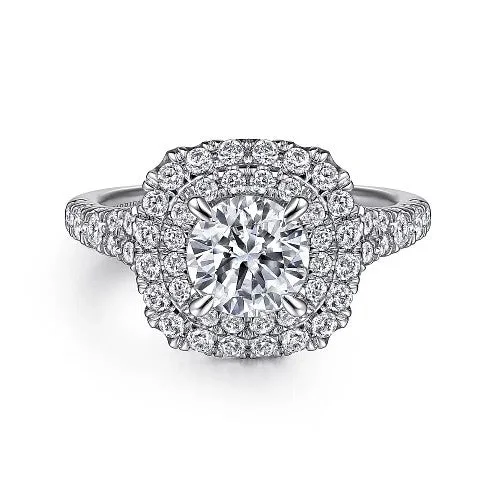 Luxury Jewelry At Unbeatable Discounts Lexie - 14k White Gold Cushion Double Halo Round Diamond Engagement Ring